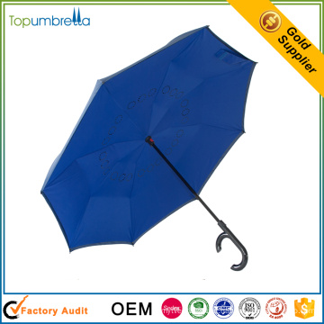 windproof outdoor Plastic Handle logo printed promotion reversable umbrella